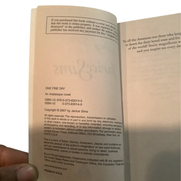 One Fine Day By Janice Sims Paperback Book 2007 Romance Novel - Picture 8 of 9